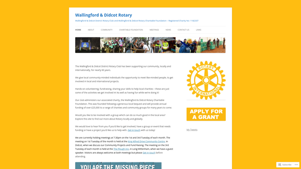 Screenshot of the Wallingford & Didcot Rotary Charitable Foundation CIO website