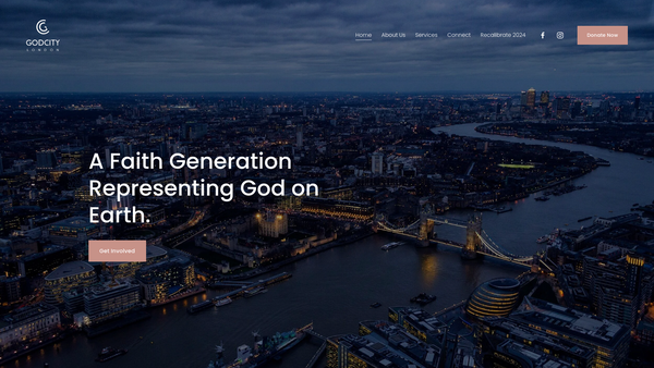 Screenshot of the God City London website
