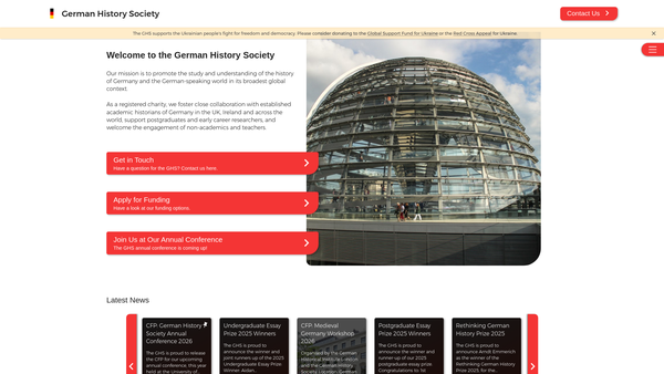 Screenshot of the The German History Society website