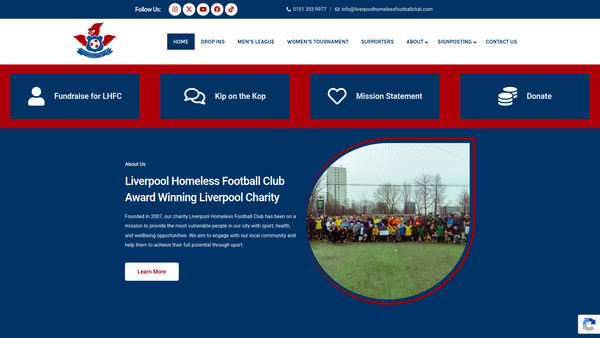 Screenshot of the Liverpool Homeless Football Club website