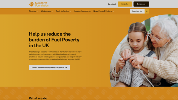 Screenshot of the The Sureserve Foundation website