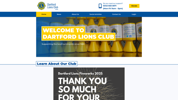 Screenshot of the Dartford Lions Club (CIO) website