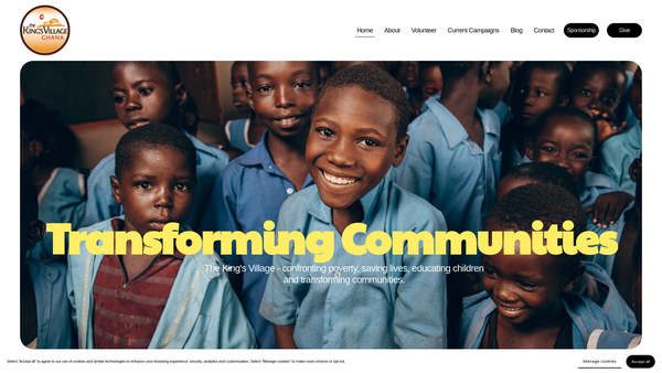 Screenshot of the The King's Village Ghana website