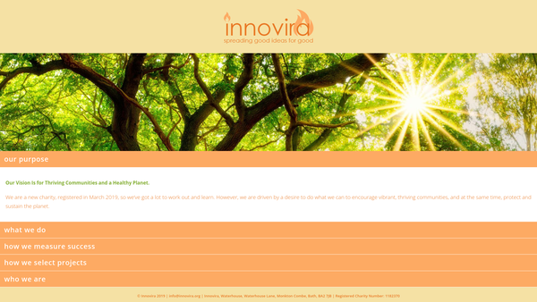 Screenshot of the Innovira website