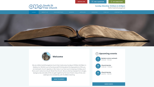 Screenshot of the South Street Free Church website