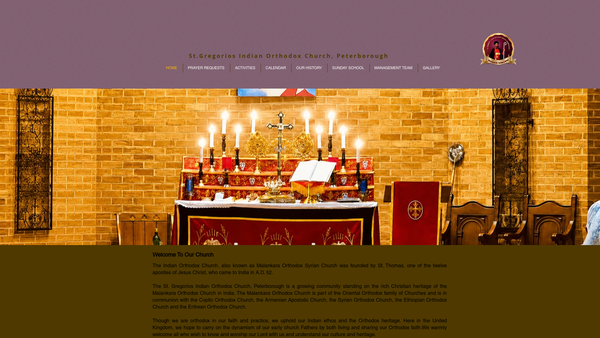 Screenshot of the St Gregorios Indian Orthodox Church Peterborough website