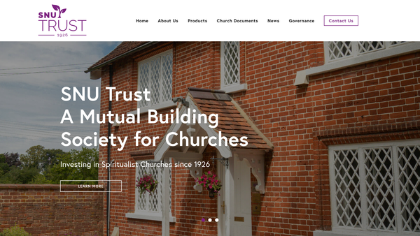Screenshot of the Spiritualists' National Union Trust website
