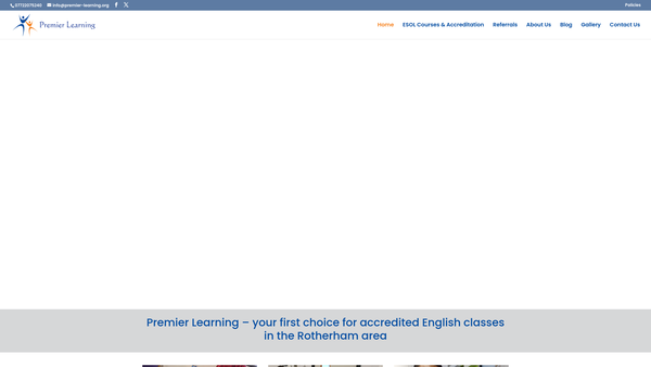 Screenshot of the Premier Learning website