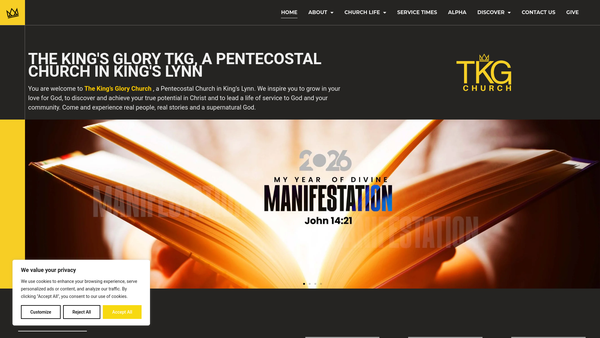 Screenshot of the The Redeemed Christian Church Of God The King's Glory Church website