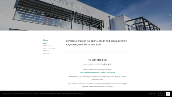 Screenshot of the Somerdale Pavilion Trust website