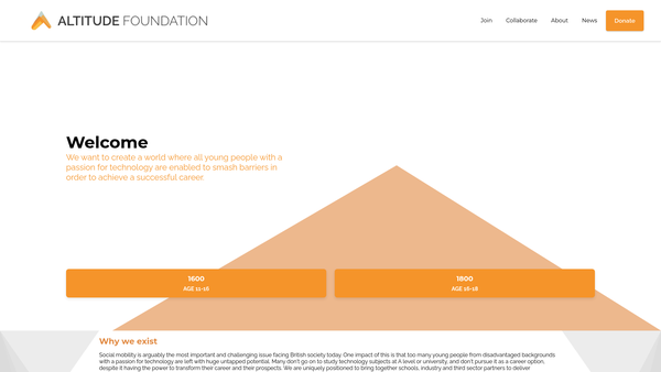Screenshot of the The Altitude Foundation website