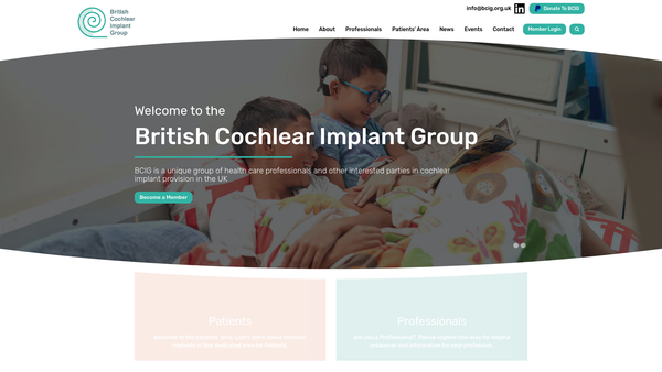 Screenshot of the British Cochlear Implant Group CIO website