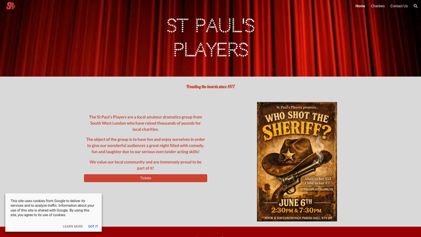 Screenshot of the St Pauls Players website