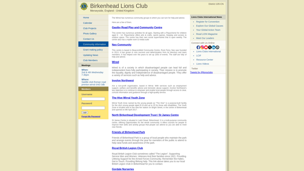 Screenshot of the Birkenhead Lions Club (CIO) website