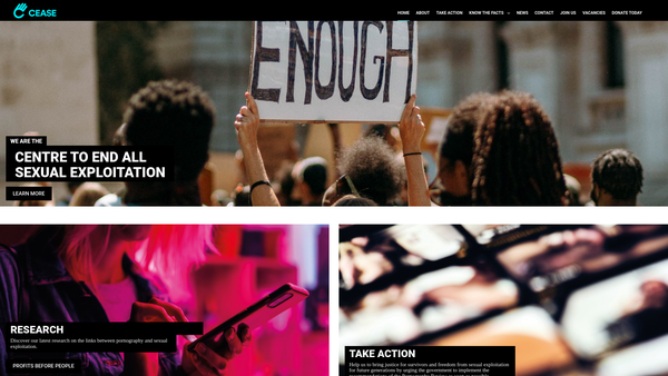 Screenshot of the Cease UK website