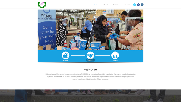 Screenshot of the Diabetes Outreach Prevention Programmes International (Doppsi) website