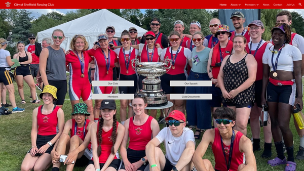 Screenshot of the City Of Sheffield Rowing Club website