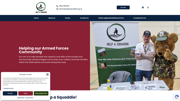 Screenshot of the Help A Squaddie website