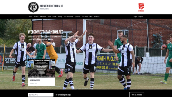 Screenshot of the Barnton Juniors Football Club website
