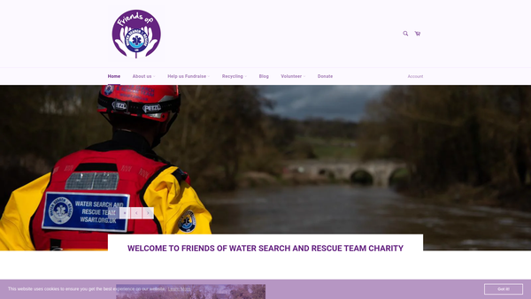 Screenshot of the Friends Of Water Search And Rescue Team website