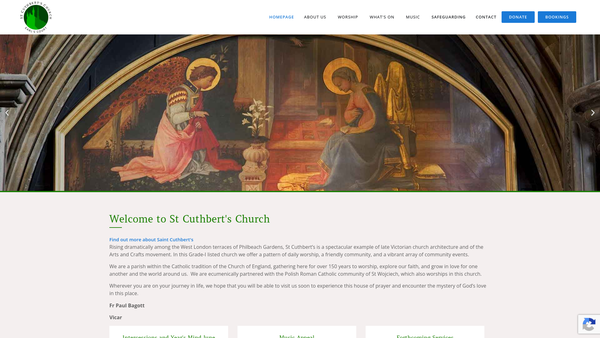 Screenshot of the The Parochial Church Council Of The Ecclesiastical Parish Of St Cuthbert With St Matthias Earl's Court website