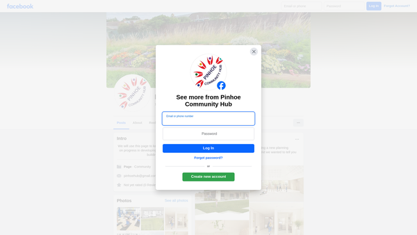 Screenshot of the Pinhoe Community Hub website