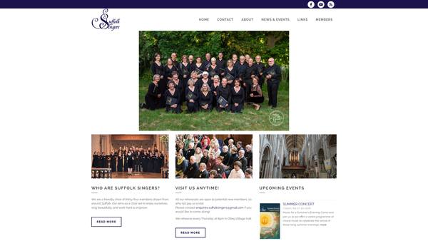 Screenshot of the Suffolk Singers website