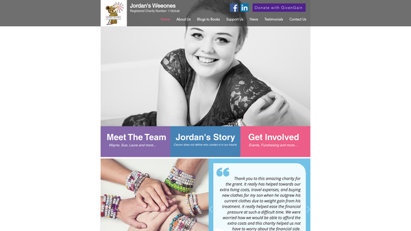 Screenshot of the Jordan's Weeones website