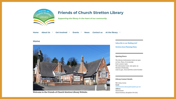 Screenshot of the Friends Of Church Stretton Library website