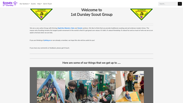 Screenshot of the 1st Dursley Scout Group website