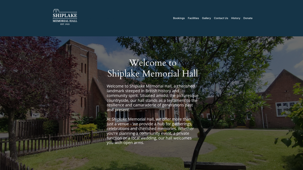 Screenshot of the Shiplake Memorial Hall website