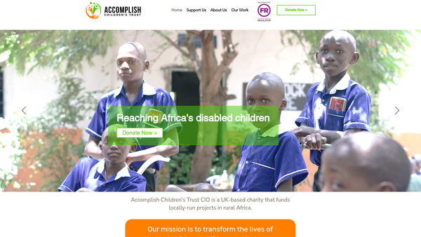 Screenshot of the Accomplish Children's Trust CIO website