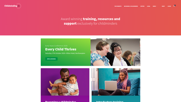Screenshot of the Childminding UK website