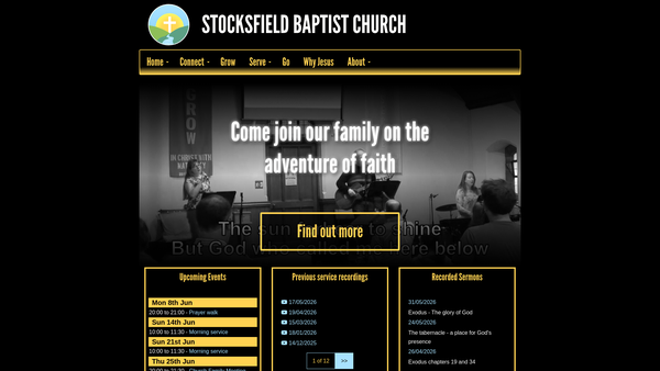 Screenshot of the Stocksfield Baptist Church website