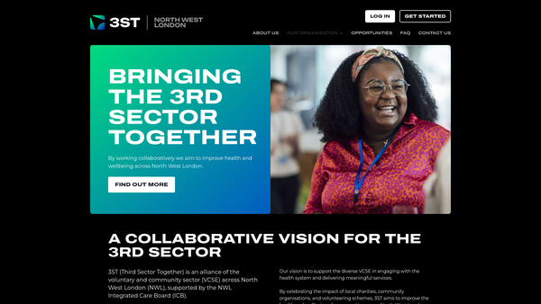 Screenshot of the Third Sector Together North West London website