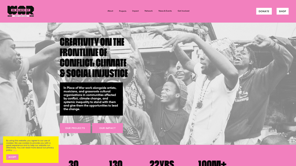 Screenshot of the In Place Of War CIO website