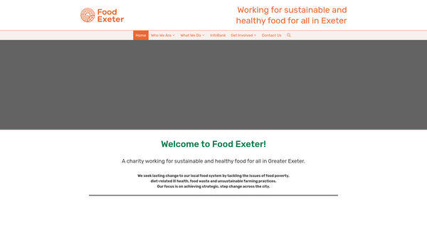 Screenshot of the Food Exeter website