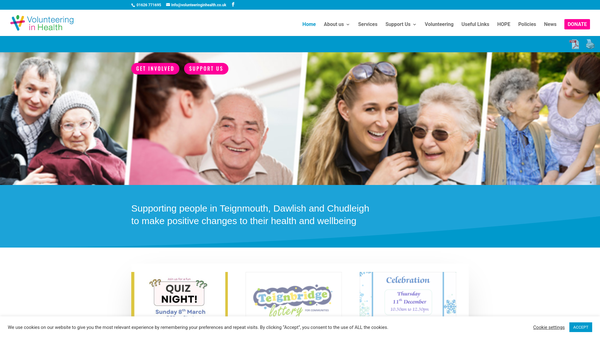 Screenshot of the Volunteering In Health website