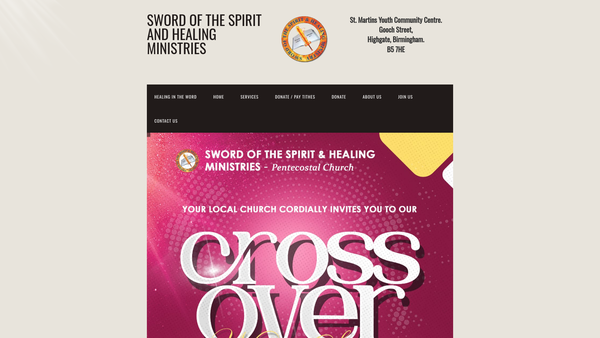 Screenshot of the Sword Of The Spirit & Healing Ministry website