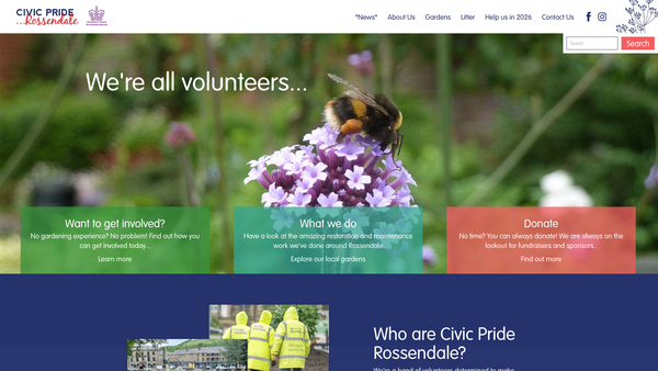 Screenshot of the Civic Pride Rossendale website