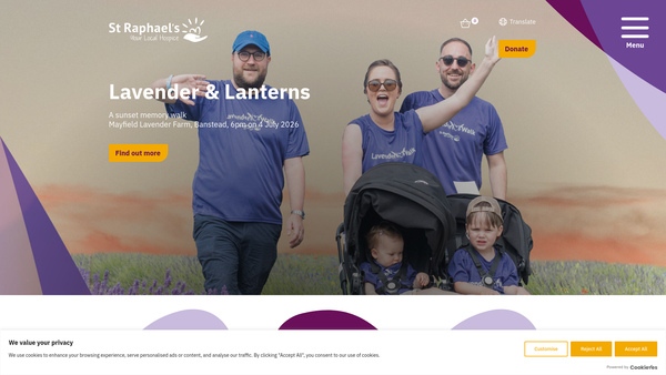 Screenshot of the St Raphael's Hospice website