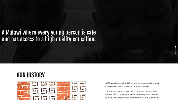Screenshot of the Seed Malawi website