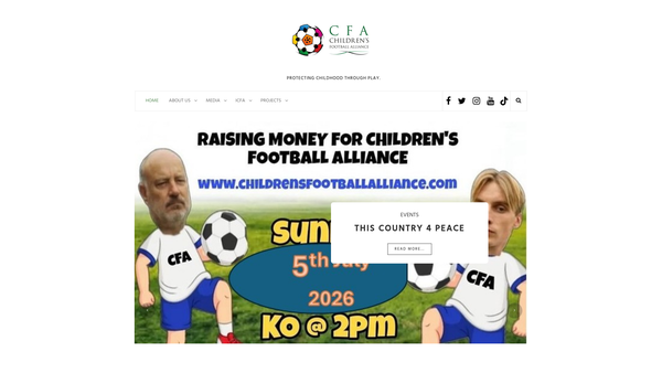 Screenshot of the Children's Football Alliance Ltd website