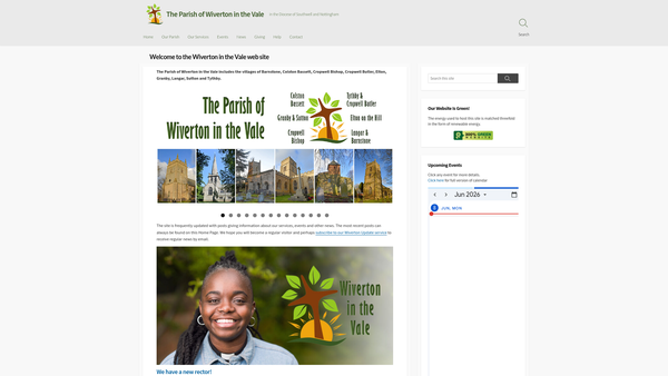 Screenshot of the Wiverton In The Vale Parochial Church Council website