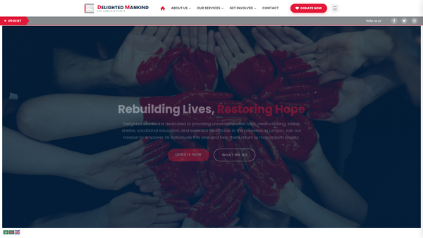 Screenshot of the Delighted Mankind website
