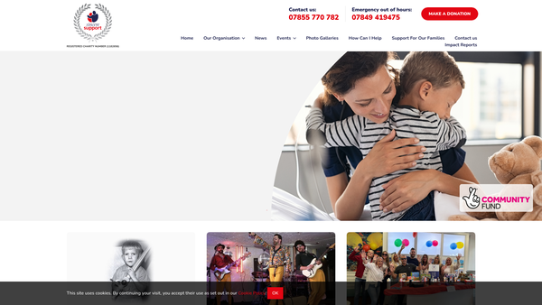 Screenshot of the Sincere Support website