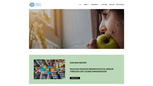 Screenshot of the Coalition For Life-Course Immunisation website