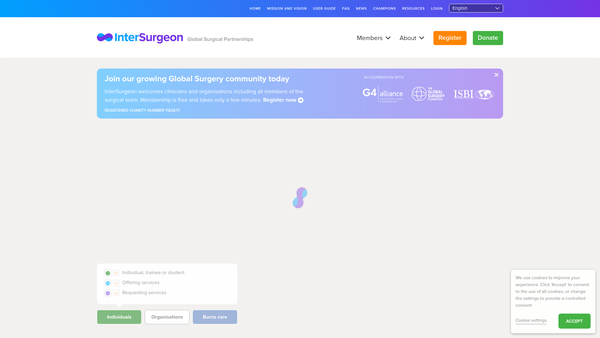 Screenshot of the Intersurgeon website