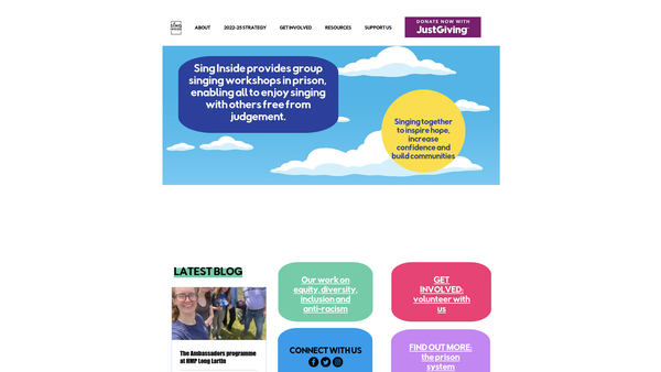 Screenshot of the Sing Inside website