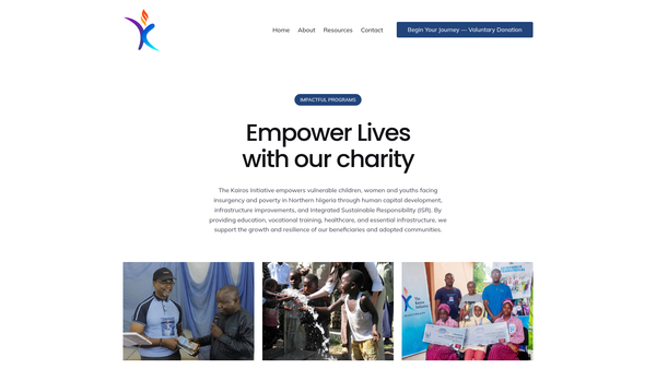 Screenshot of the The Kairos Initiative website